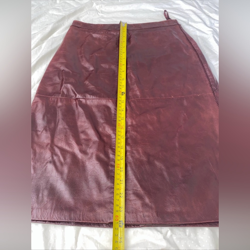 Vintage Gap Patchwork Leather Midi Lined Pencil S… - image 3